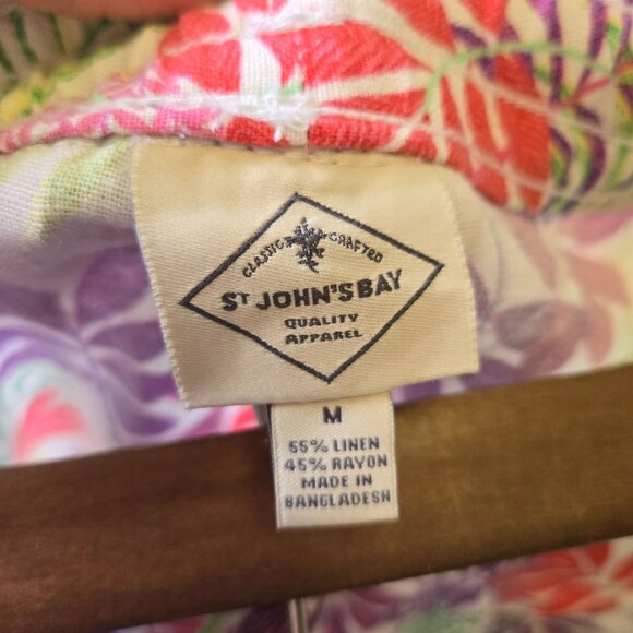 Tropical Print Womens Linen Blend Shorts M Beachy Vacation Resort Summer St Joh - Picture 3 of 7